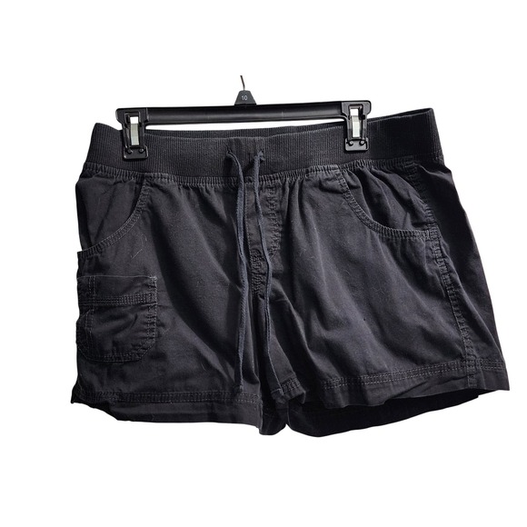 Faded Glory Black Soot‎ Cargo Shorts Elastic Waist Casual Comfy Size 10 - Picture 1 of 4